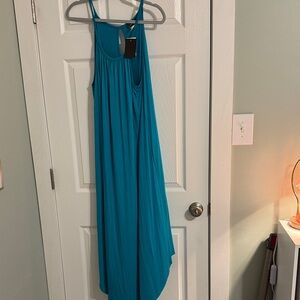 Sleeveless Teal Maxi Dress with Keyhole Back